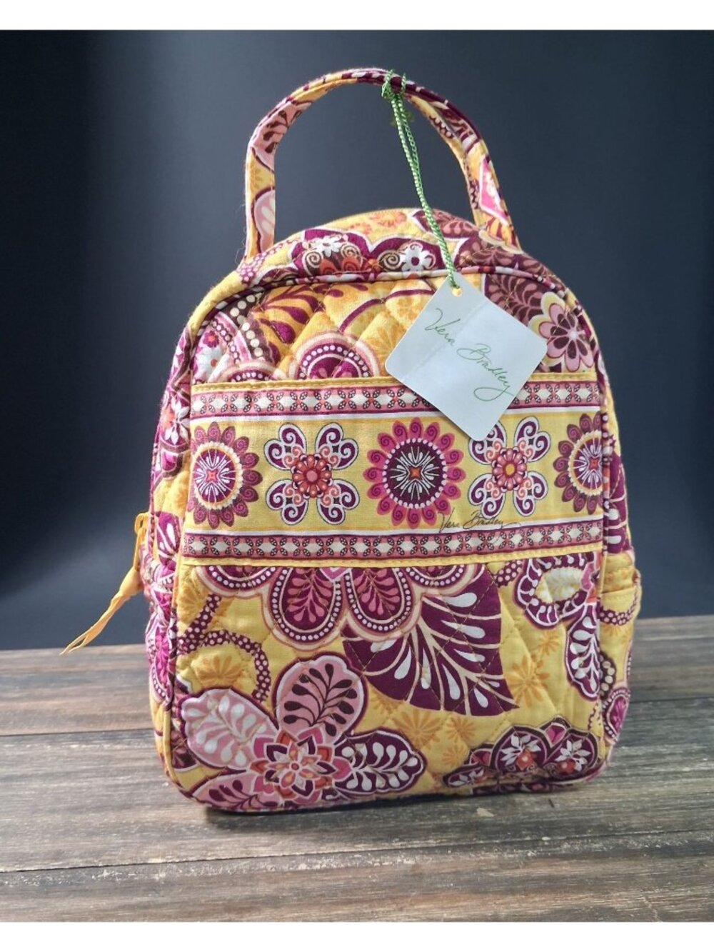 Vera Bradley Lunch Bunch Bag Bali Gold Yellow Floral Quilted Insulated Tag